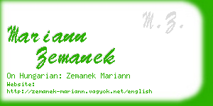 mariann zemanek business card